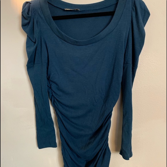 Blue sweater dress with cute exaggerated sleeves - Picture 1 of 5